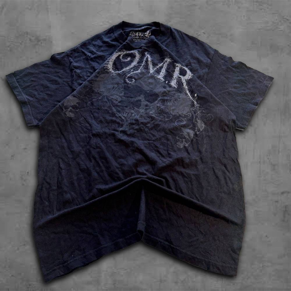 Y2K 2000s Relaxed Black OMR Grunge Tee Shirt